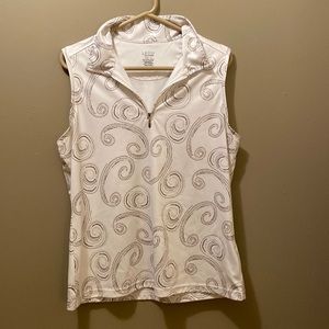 Izod Golf Women's Sleeveless Collared Activewear Shirt Patterned Size Large